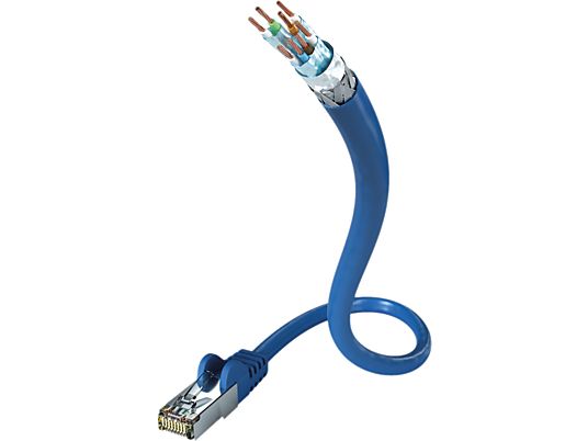 INAKUSTIK 925001 - Netzwerkkabel, 1 m, Cat-7, 10 Gbit/s, Blau