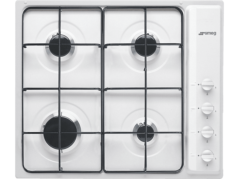 SMEG S64SB PIANO COTTURA GAS, 4 zone di cottura, dimensioni: L 58,5 cm, P 50 piano in Smaltato, Bianco