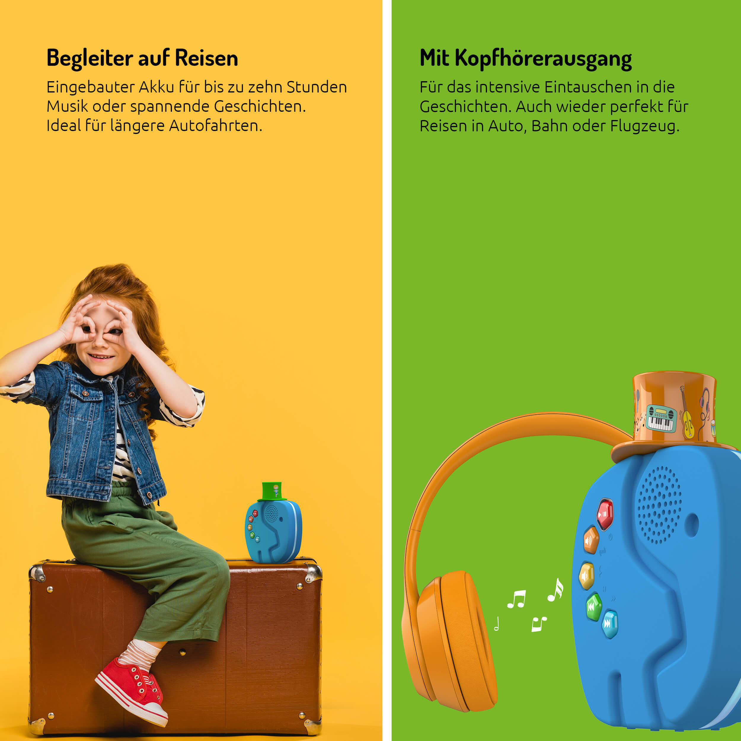 Ein Mädchen mit einem Koffer und einem Spielzeug. Kind macht das OK-Zeichen mit den Händen.