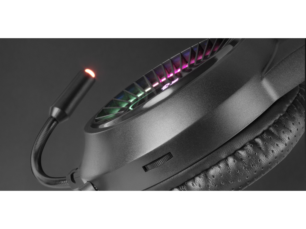 Auriculares gaming - Mars gaming MH2201, Diadema, Multiplataforma, RGB Flow, Micrófono, Jack 3.5 mm, Negro