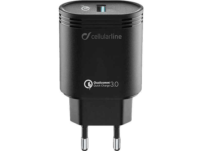 Caricabatteria Cellularline USB Charger 18W adattivo da 18W, Nero