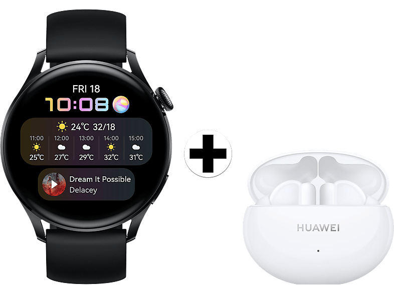 Huawei Watch 3 Active Zwart/zwart + Freebuds 4i Wit