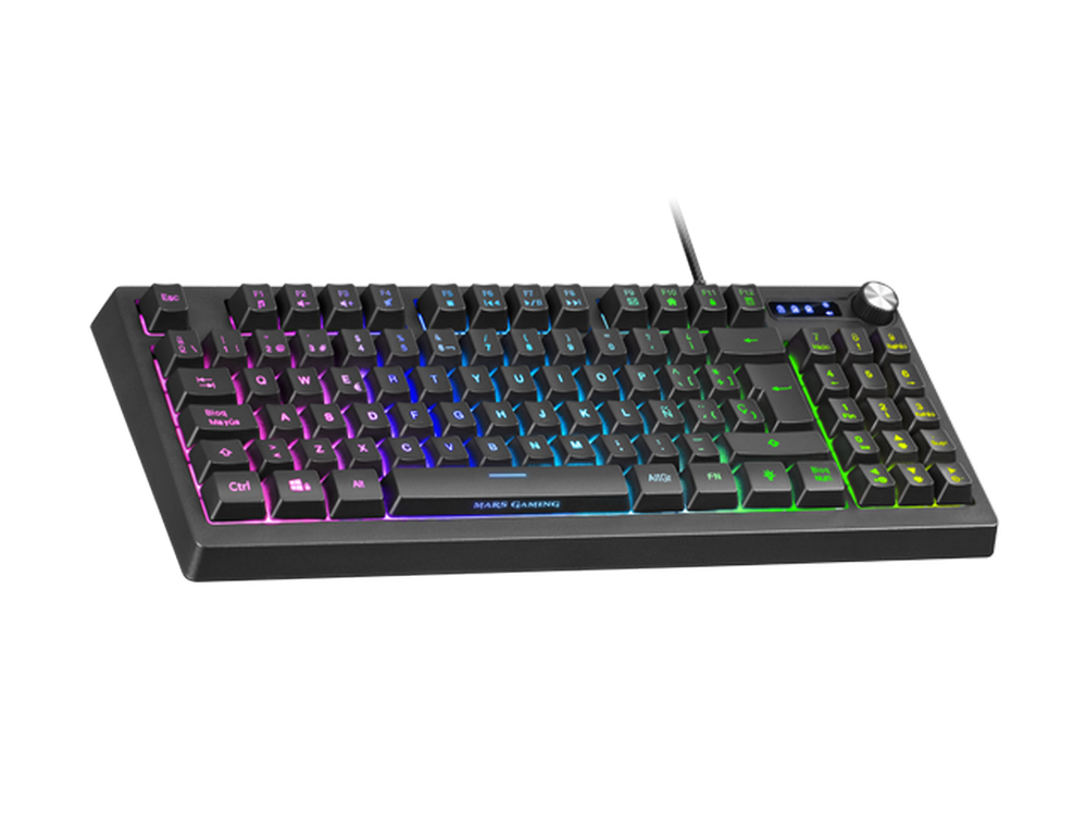Teclado gaming - Mars Gaming MKREVO, Multiplataforma, RGB con 12 modos, H-Mech, Rueda de control, Negro