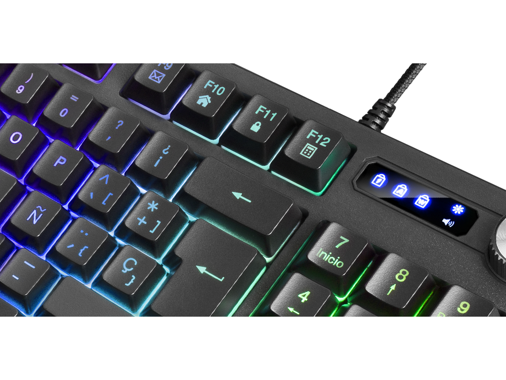 Teclado gaming - Mars Gaming MKREVO, Multiplataforma, RGB con 12 modos, H-Mech, Rueda de control, Negro