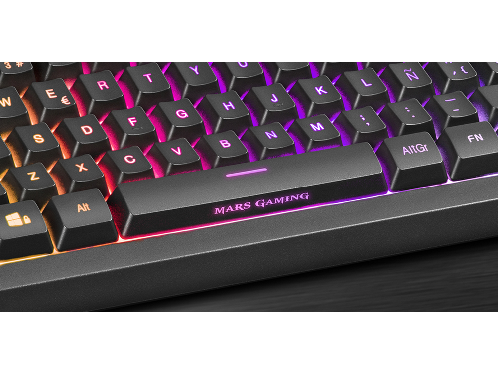 Teclado gaming - Mars Gaming MKREVO, Multiplataforma, RGB con 12 modos, H-Mech, Rueda de control, Negro