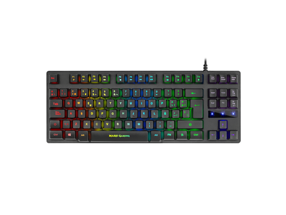 Teclado gaming - Mars Gaming MKTKL, Mulltiplataforma, Anti-ghosting, RGB con 8 efectos, H-Mech, Negro