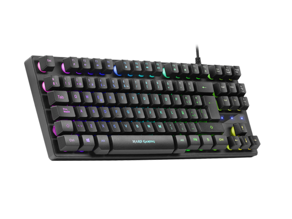 Teclado gaming - Mars Gaming MKTKL, Mulltiplataforma, Anti-ghosting, RGB con 8 efectos, H-Mech, Negro