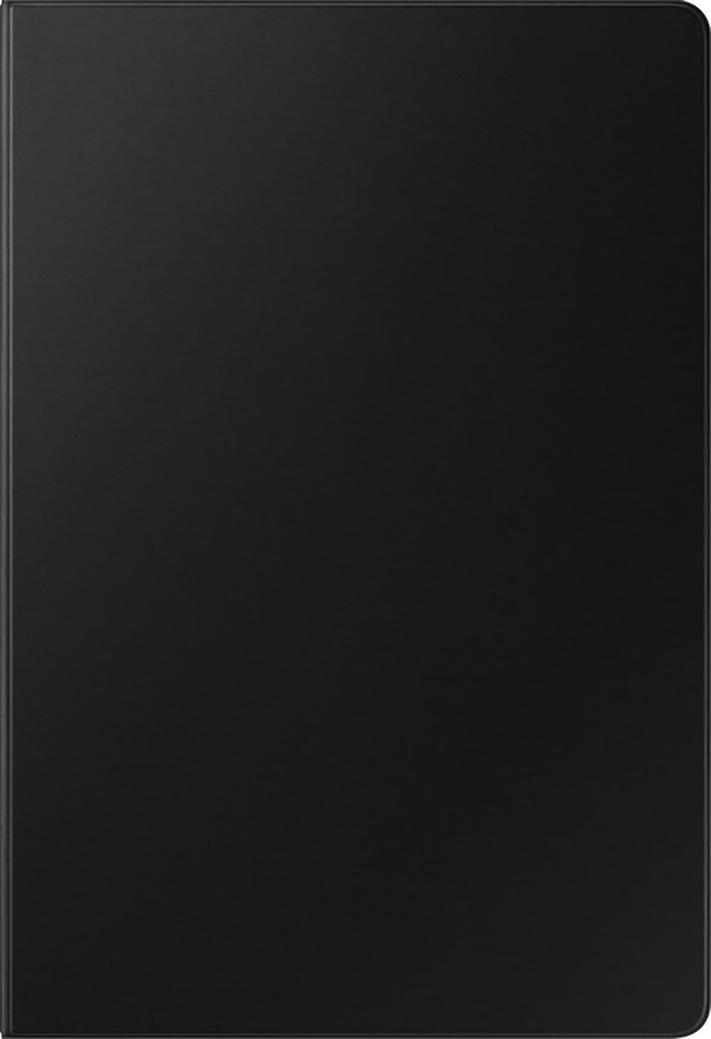 Zwarte tablet met een effen oppervlak. De afbeelding is een close-up van het apparaat.