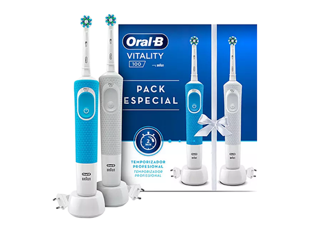 Cepillo Oralb Vitality pack x2 braun dientes 100 crossaction duovitality dental especial 2 recargable con tecnología multicolor duplo