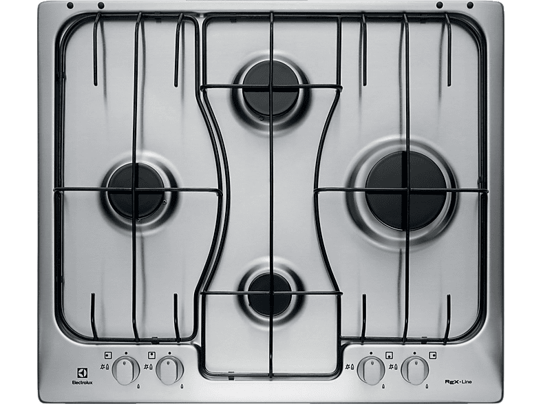 ELECTROLUX RGG6242LOX PIANO COTTURA GAS, 4 zone di cottura, dimensioni: L 59,4 cm, P 51 piano in Smaltato, Inox Antimpronta