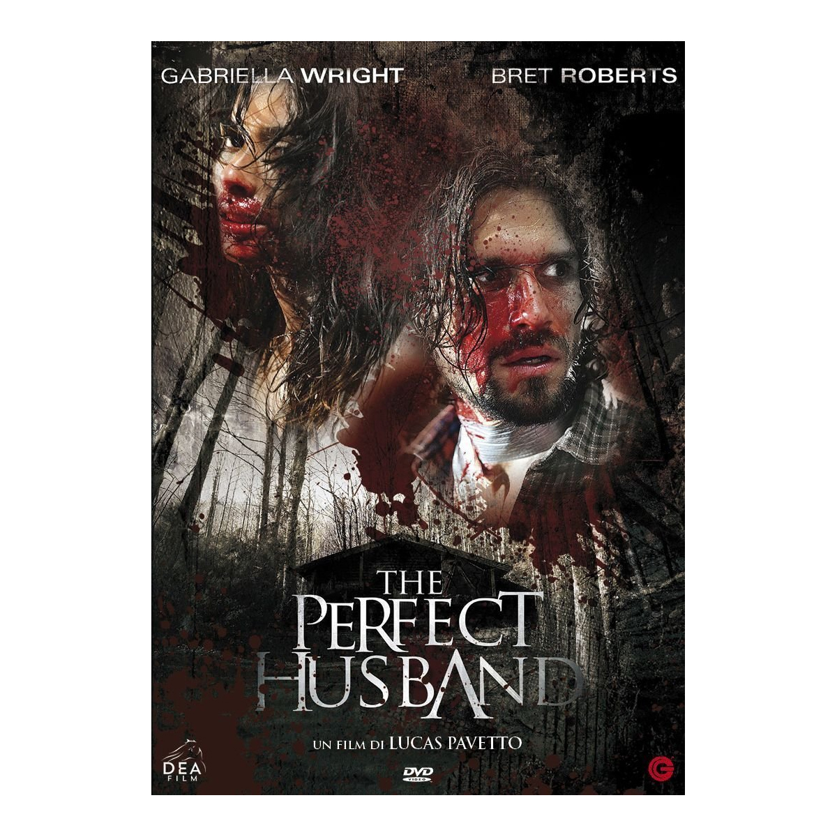 Copertina DVD di "The Perfect Husband" con attori insanguinati.