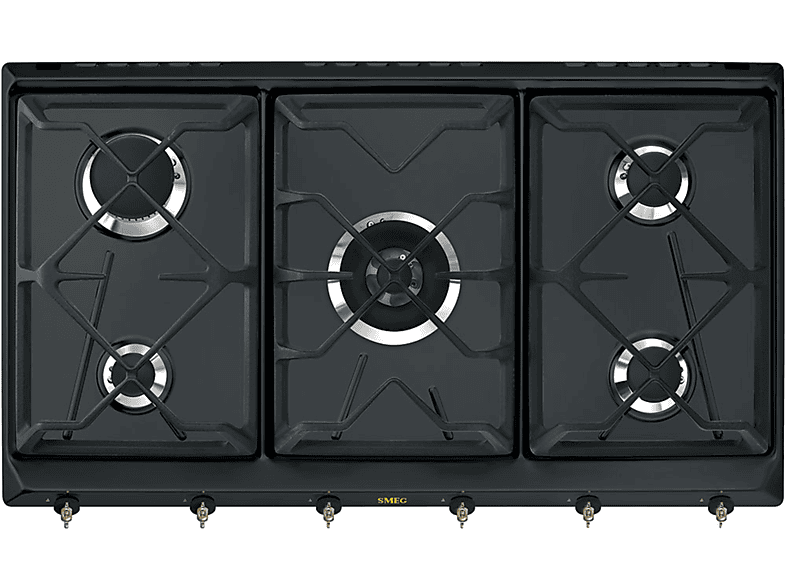 Smeg Srv896Aogh Piano Cottura Gas, 5 zone di cotura, dimensioni: L 88,5 cm, P 50 piano in Smaltato, Antracite