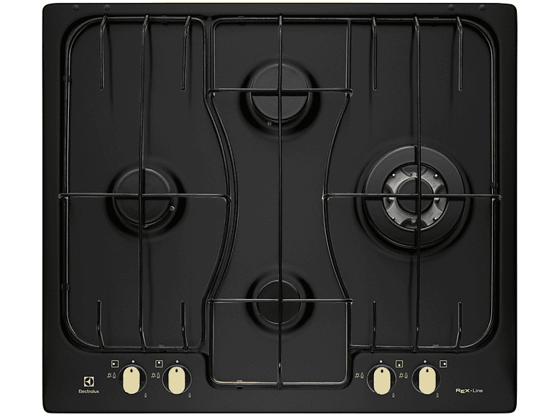 ELECTROLUX RGG6243LOR PIANO COTTURA GAS, 4 zone di cottura, dimensioni: L 59,4 cm, P 51 piano in Acciaio, Nero