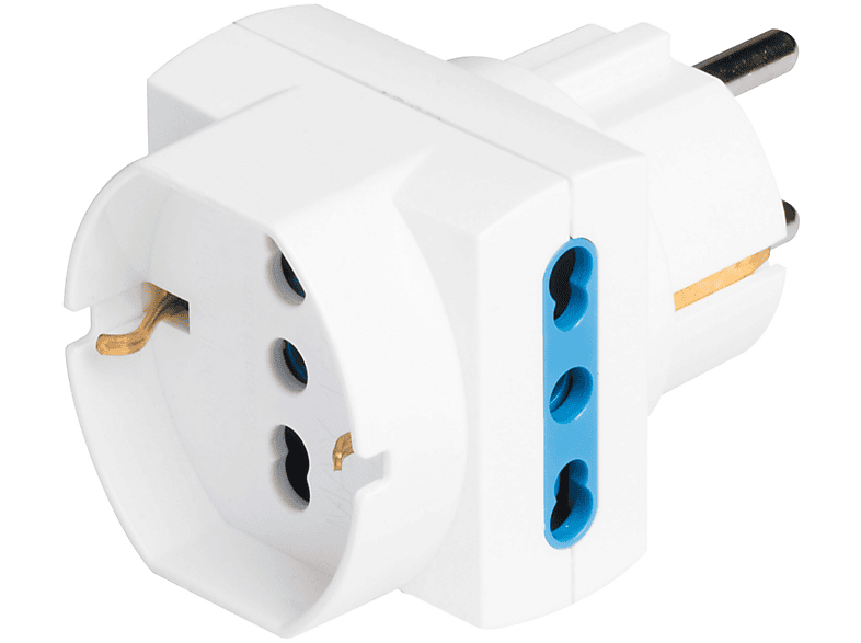 Adattatore Multipresa Da Viaggio – 2 Prese Bipasso 10A/16A + 1 Universale, Spina Schuko 16A