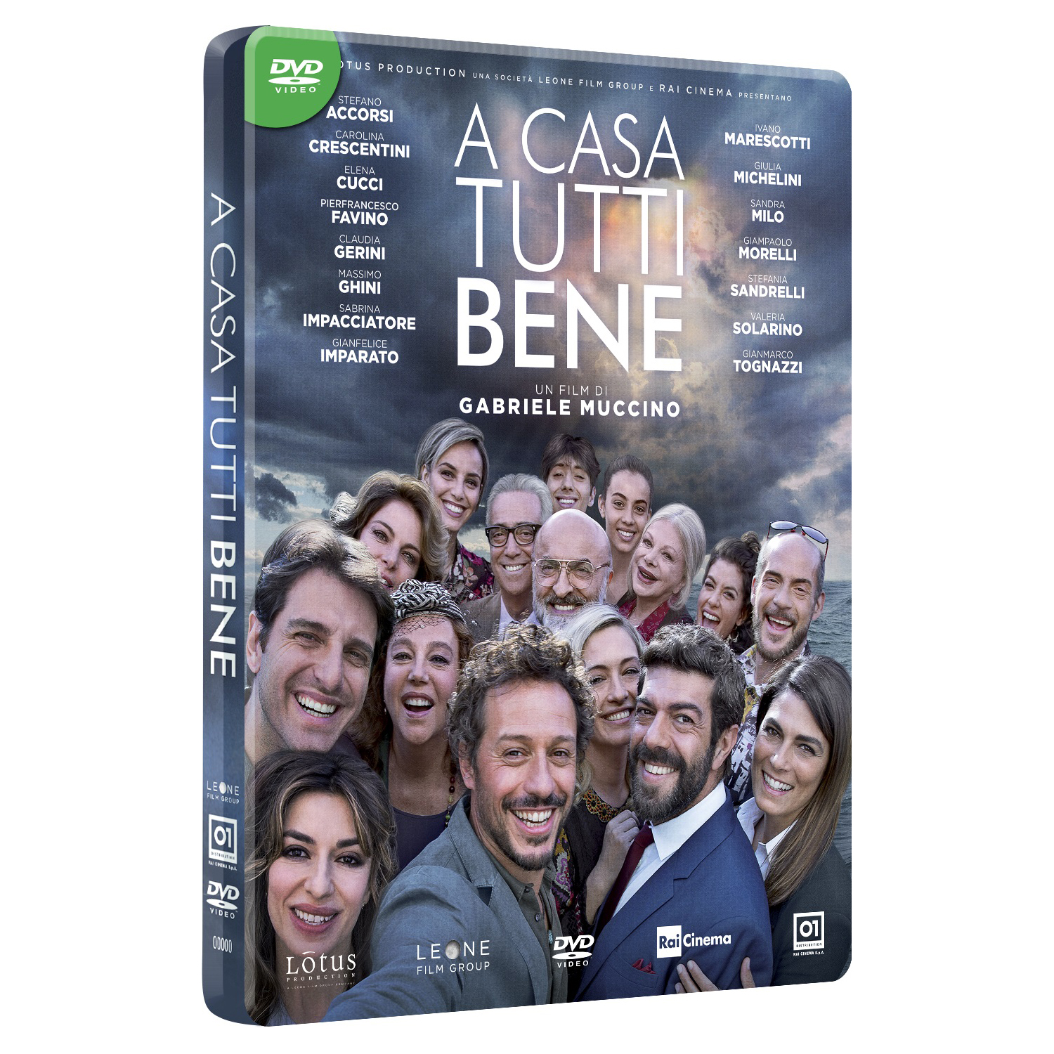 Custodia DVD del film 'A Casa Tutti Bene' con più volti.