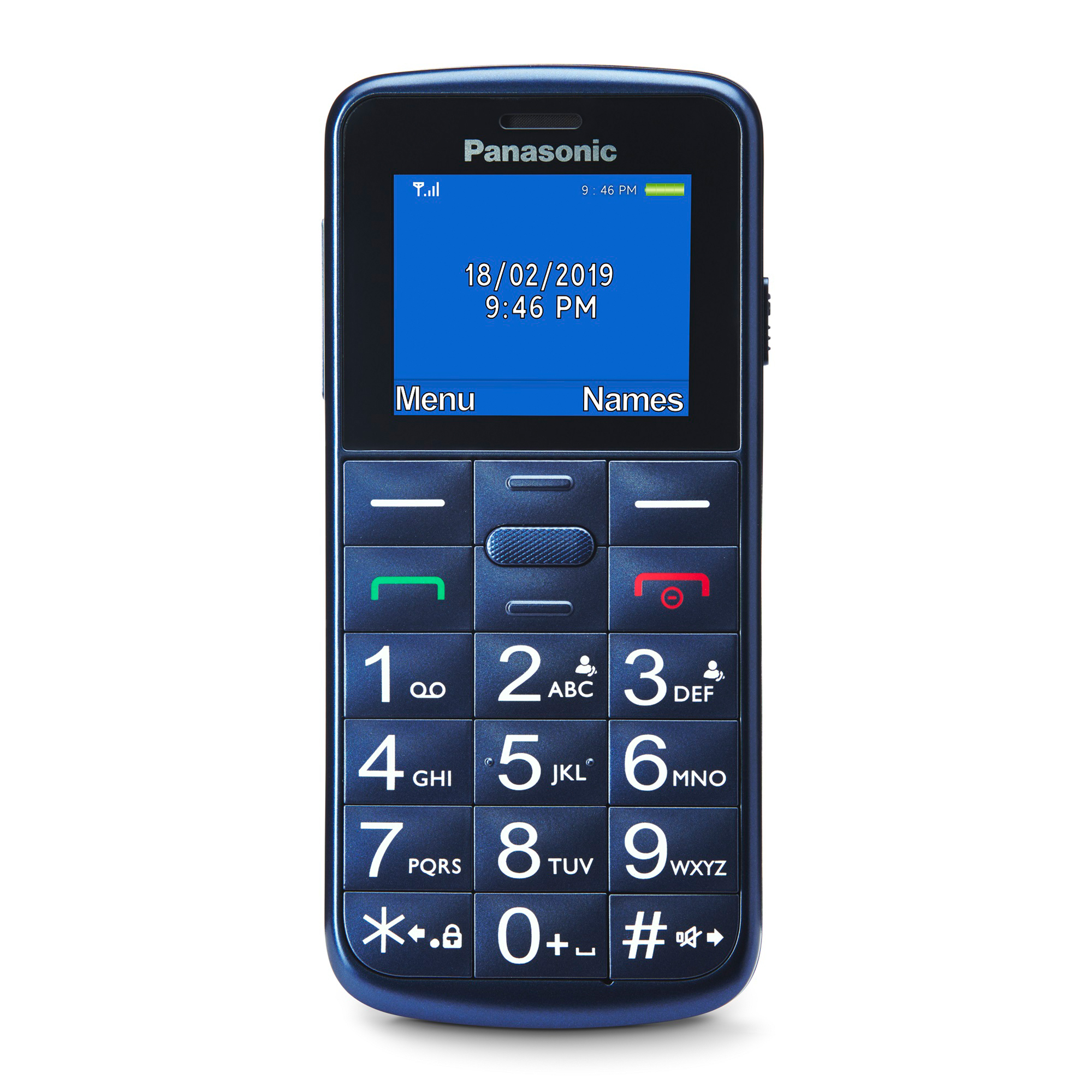 Cellulare Panasonic Kx-Tu110 Blu, per anziani, tasto Sos, tasti grandi