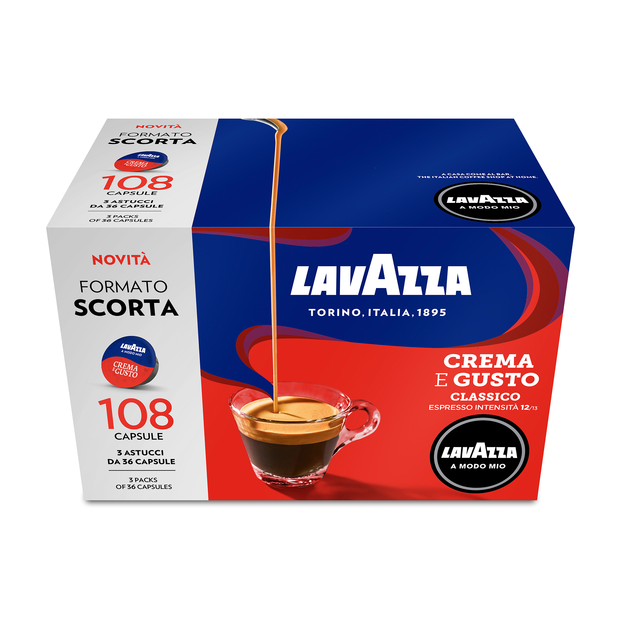Lavazza Capsule originali Lavazza per Macchine Espresso A Modo Mio Crema E Gusto 108Caps, 0,81 kg