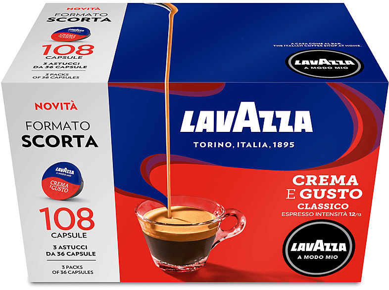 LAVAZZA Capsule originali Lavazza per Macchine Espresso Lavazza A Modo Mio  CREMA E GUSTO 108CAPS, 0,81 kg