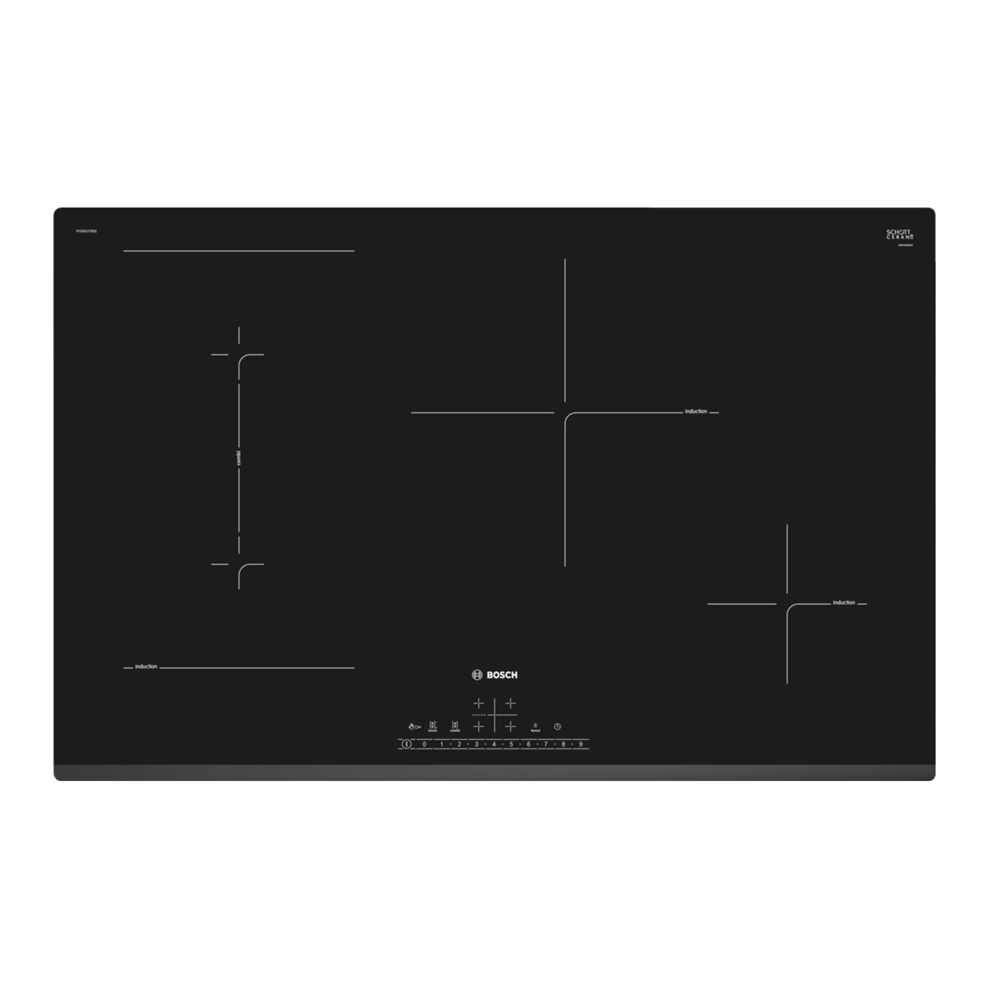 Piano Cottura A Induzione Bosch Pvs831Fb5E, 4 zone cottura, 80,2 cm x 52,2