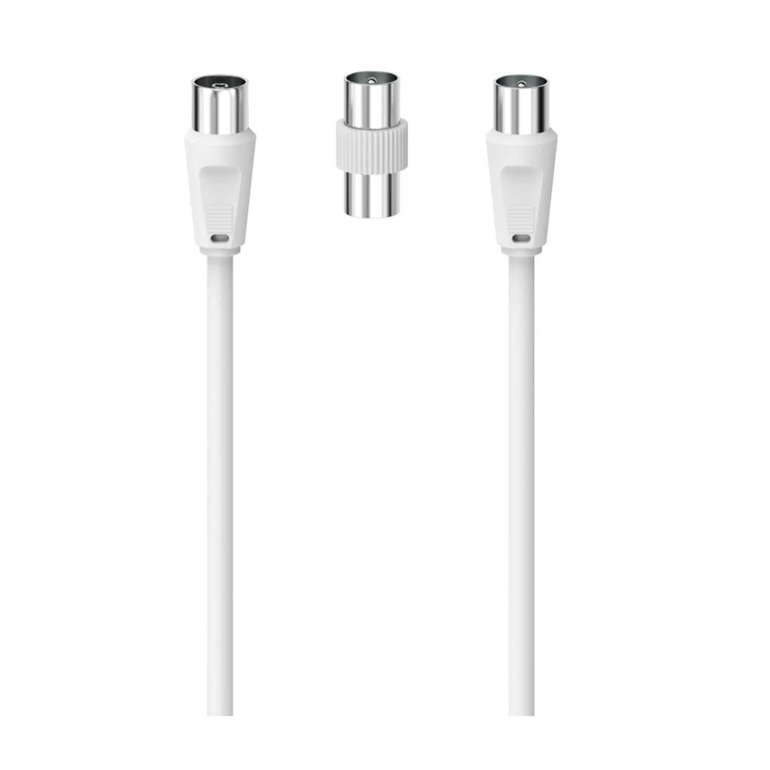 Hama Cavo antenna M/F con adattatore M/M, 5 metri, 75 dB, bianco