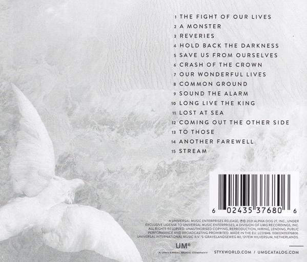 Rückseite eines Albums mit Texten und Barcode. Weißer Hintergrund. Musikthema.