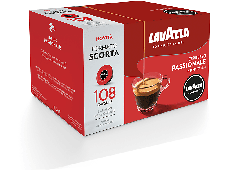 LAVAZZA Capsule originali Lavazza per Macchine Espresso Lavazza A Modo Mio  PASSIONALE 108 CAPS, 0,81 kg
