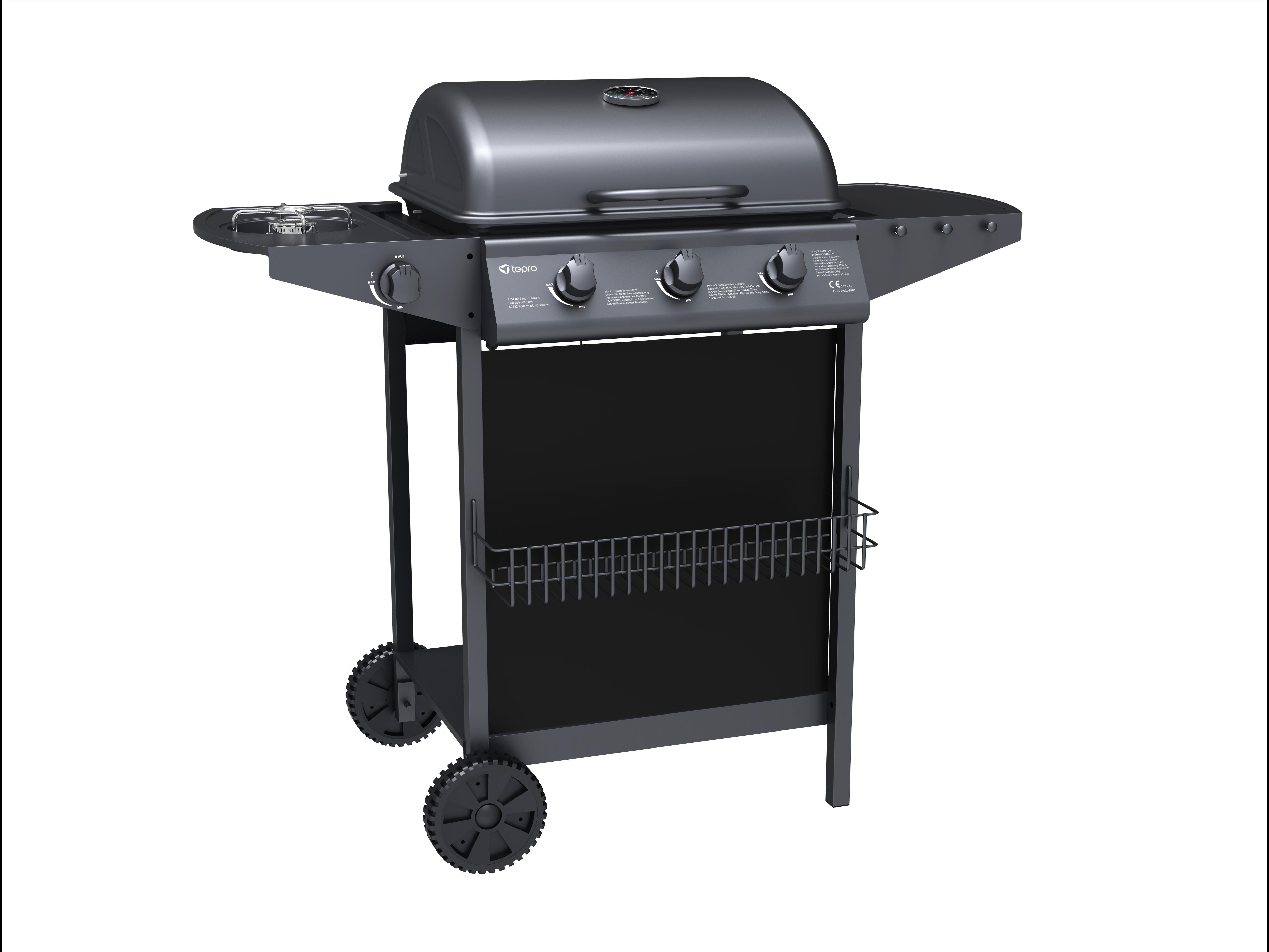 TEPRO 3196 Hampton Gasgrill, Schwarz (11000 Watt)