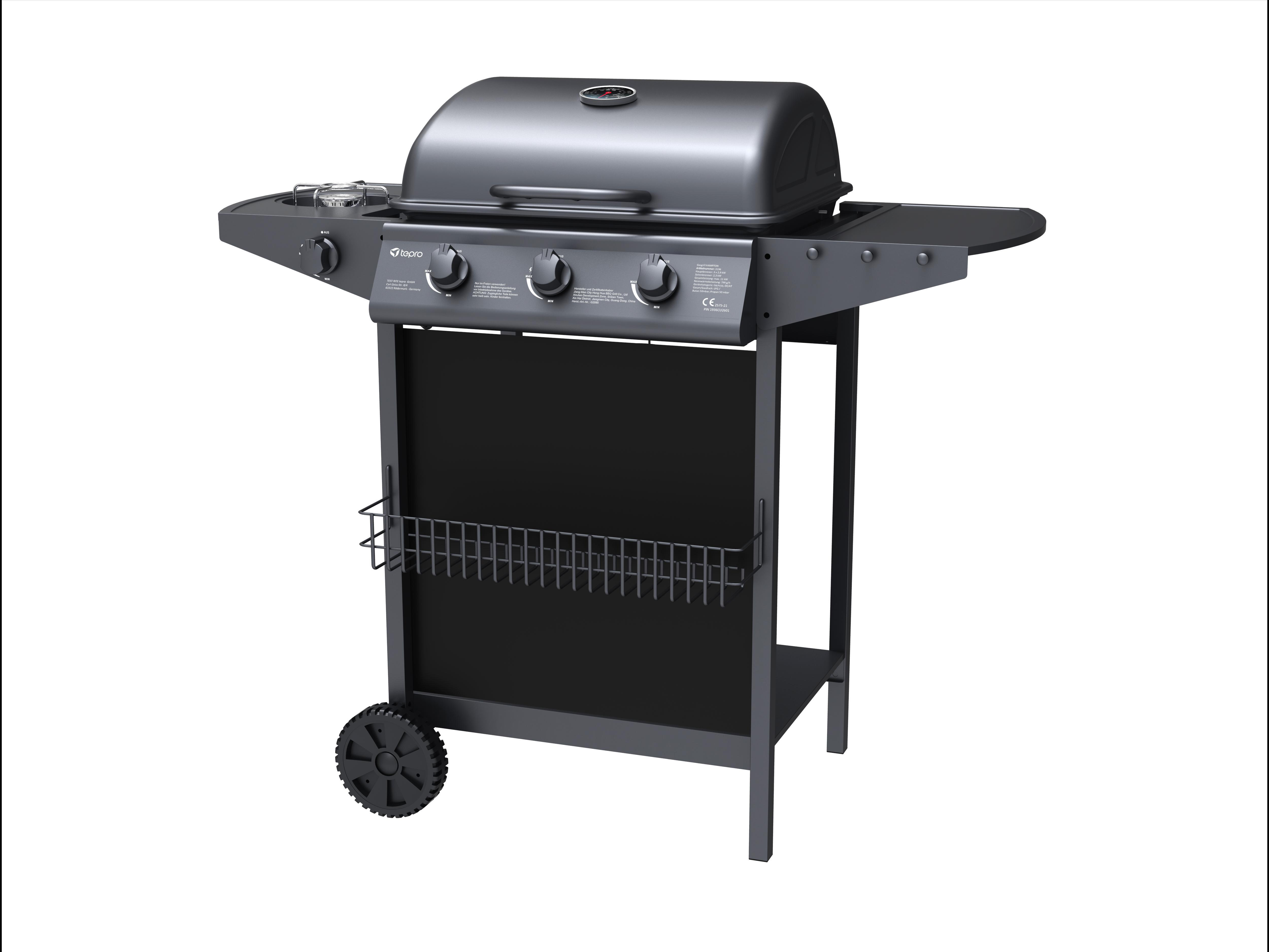 TEPRO 3196 Hampton Gasgrill, Schwarz (11000 Watt)
