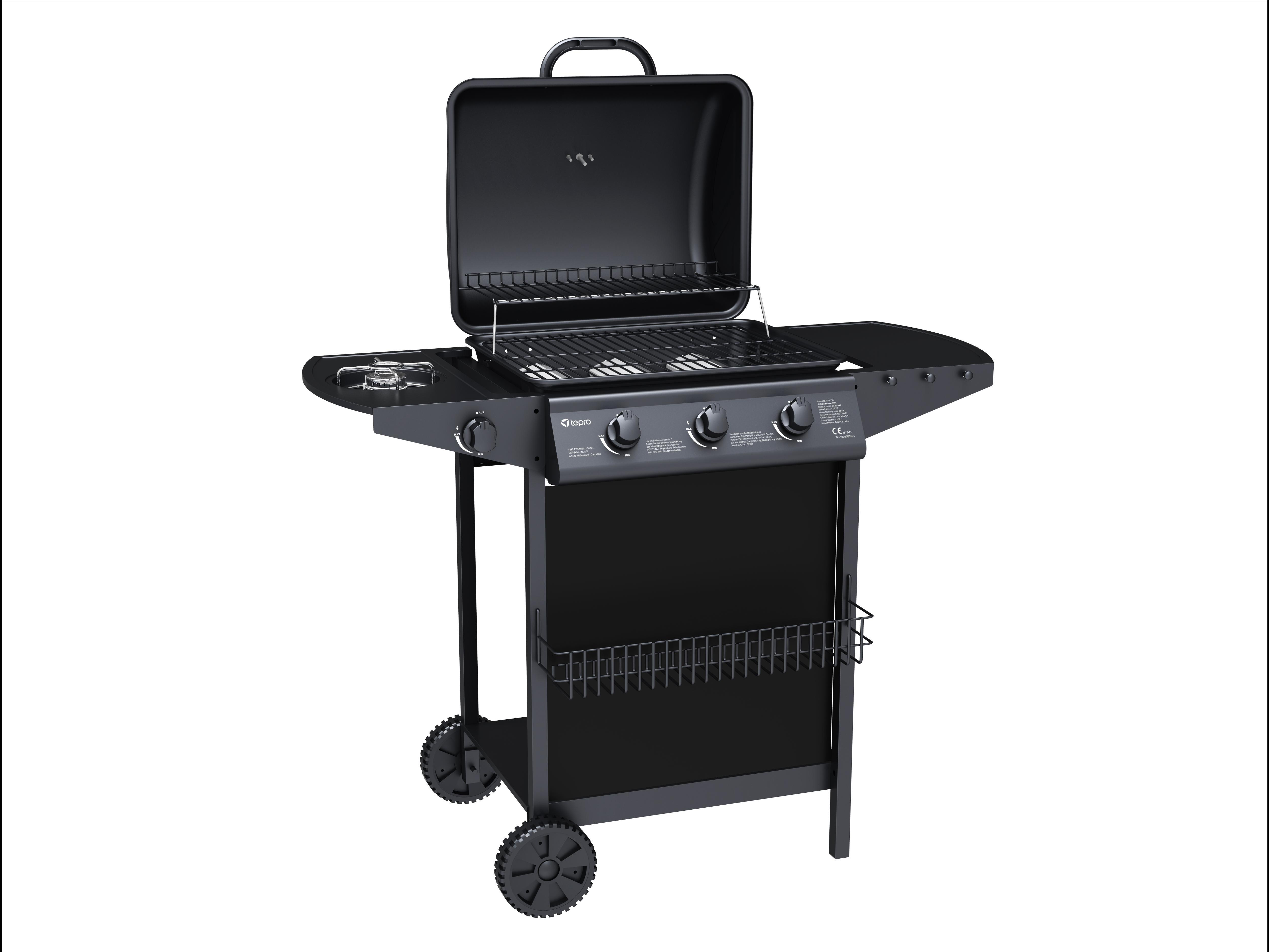 TEPRO 3196 Hampton Gasgrill, Schwarz (11000 Watt)