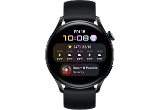 HUAWEI Watch 3 Active 46 mm - Smartwatch (Largeur: 22 mm, Fluorelastomer, Noir)