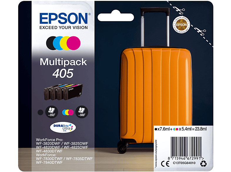 Multipack 4 cartucce Epson Valigia 405 Nero, Giallo, Ciano, Magenta