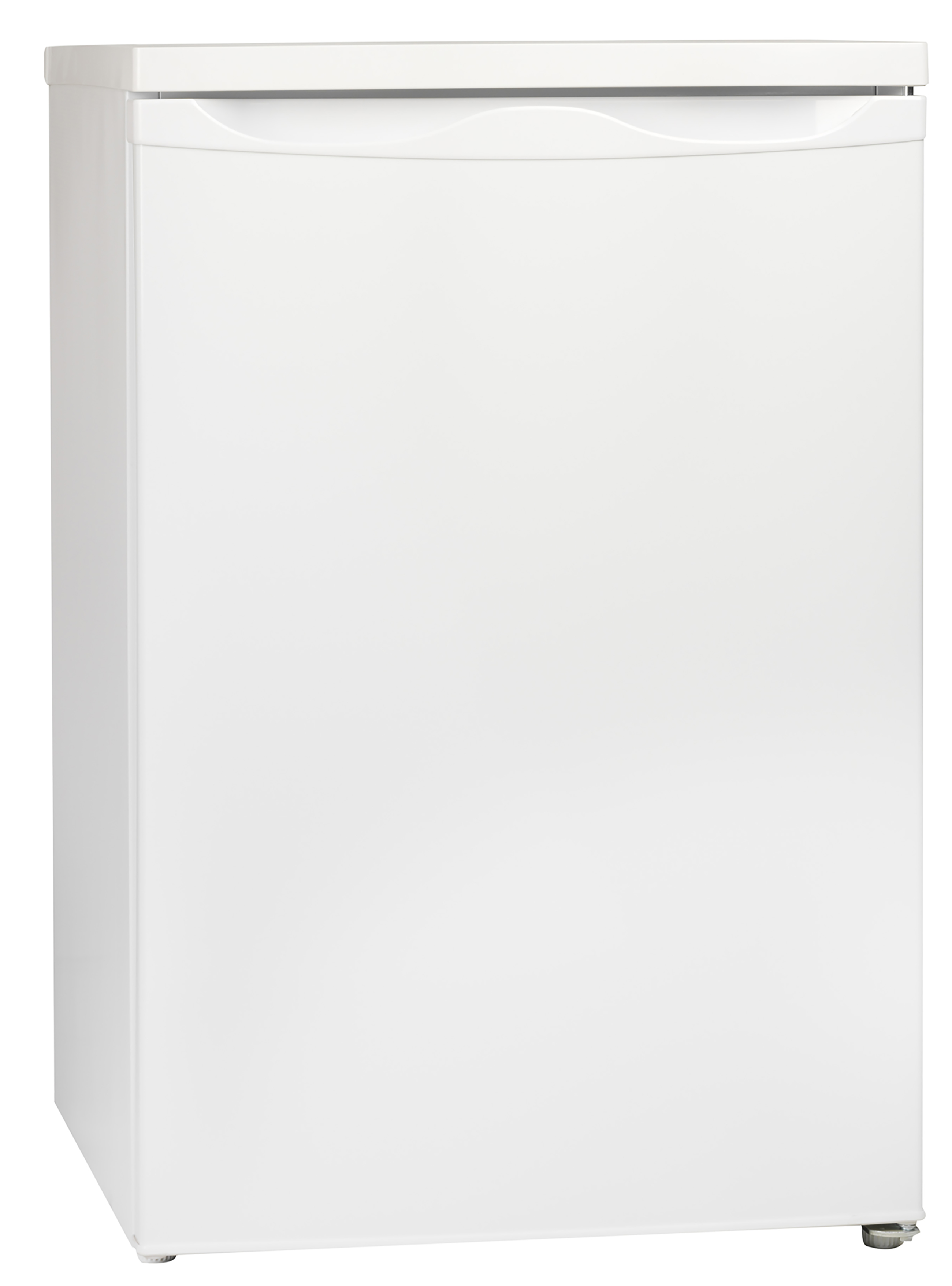 Witte koelkast met een handvat bovenop.
