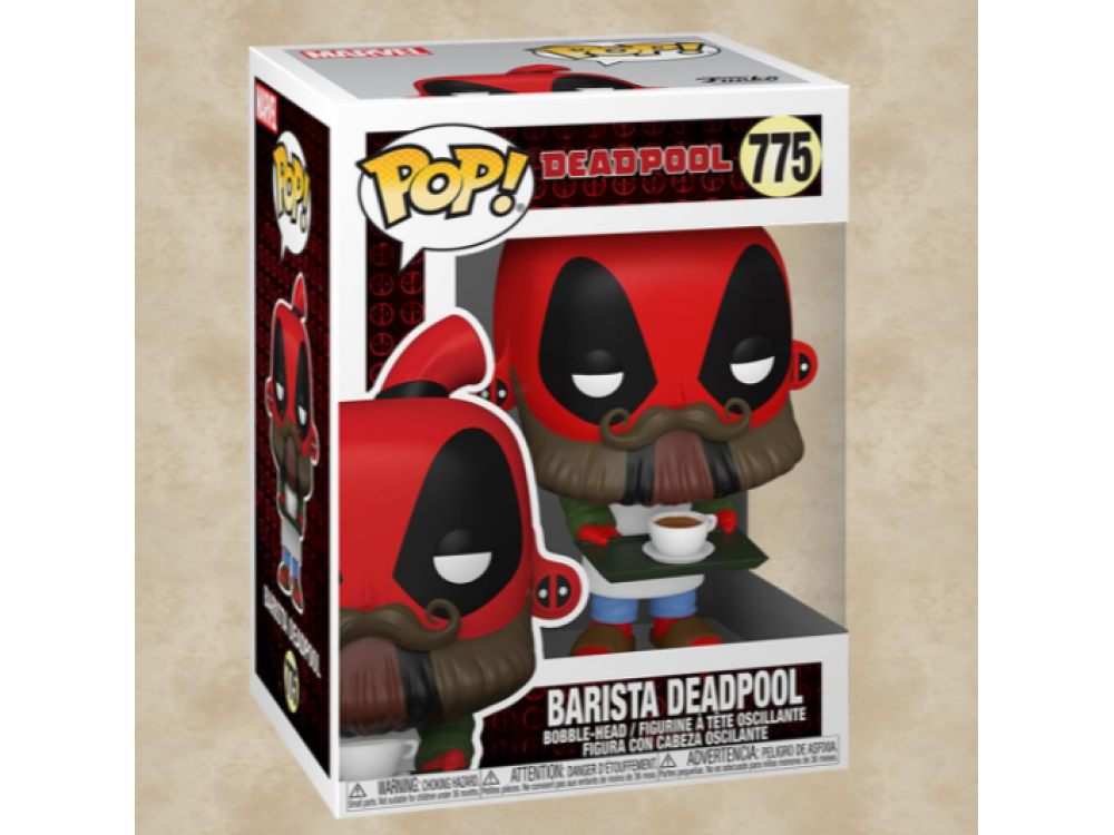 Figura Funko Pop! - Marvel Deadpool (30th Anniversary)- Barista Deadpool 775, 9 cm, Vinil, Rojo