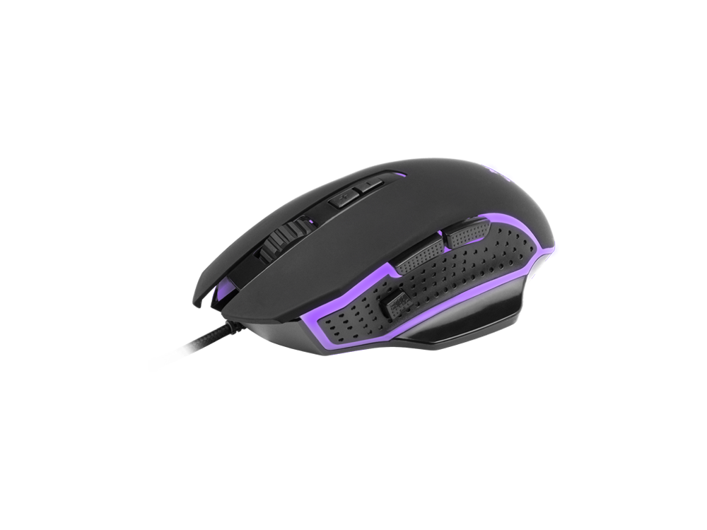 Ratón gaming - Mars Gaming MM018, Por cable, 200-4800 ppp, Retroiluminación RGB, Trenzado, Negro