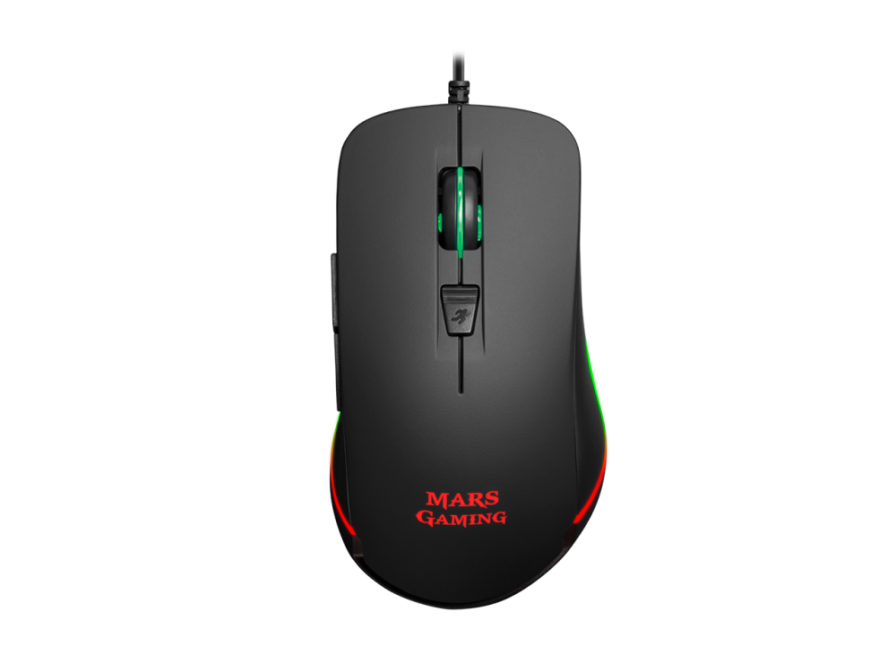 Ratón gaming - Mars Gaming MM118, Por cable, 9800 ppp, Retroiluminación RGB, Negro