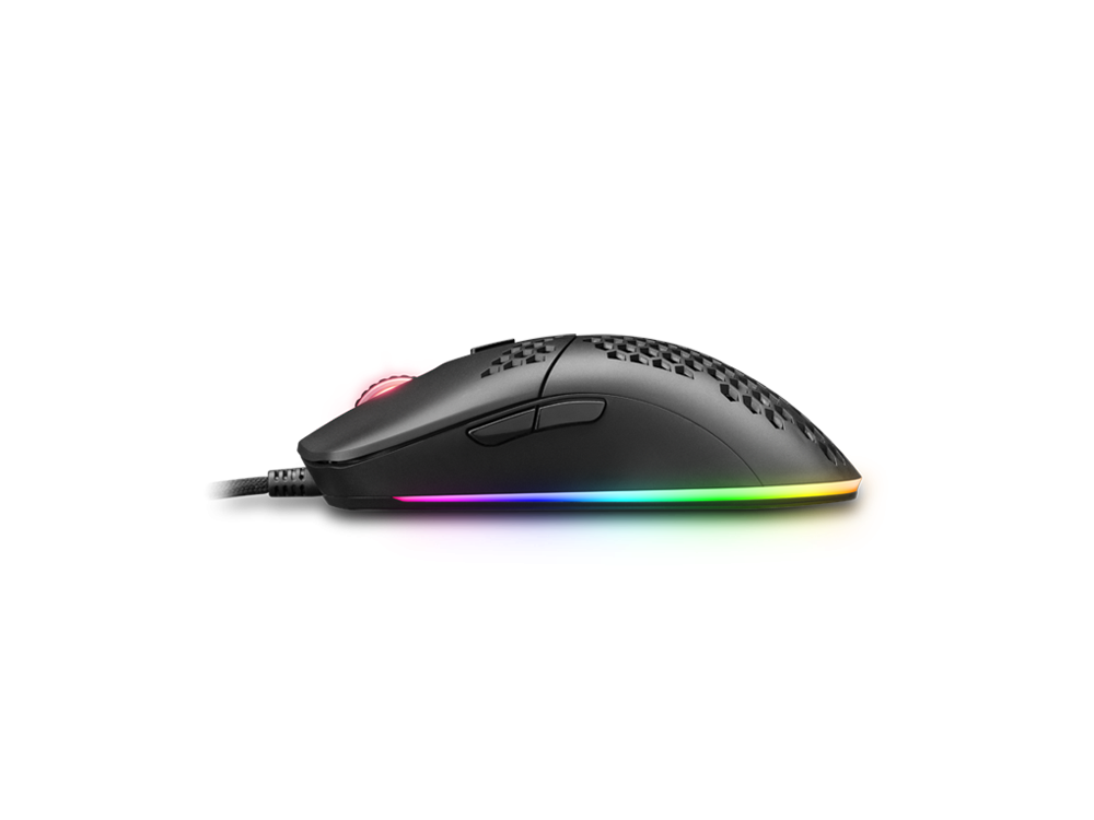 Ratón gaming - Mars Gaming MMAX, Por cable, 12400 ppp, RGB Chroma, Sensor PixArt 3327PRO, Trenzado, Negro