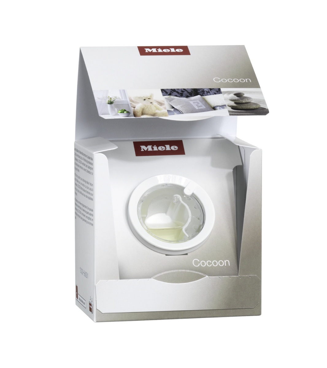 A Miele Cocoon baby bottle sterilizer box with a sterilizer inside.