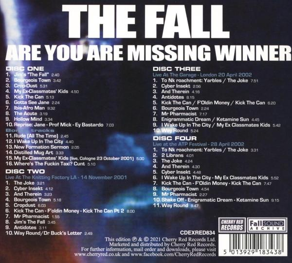 CD-Cover des Albums 'Are You Are Missing Winner' von The Fall, Trackliste enthalten.
