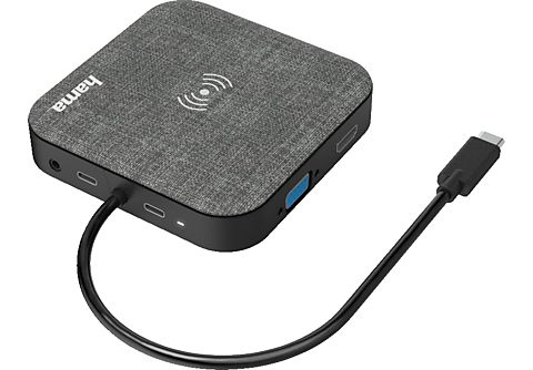 HAMA 200134 USB-C-Hub, "Connect2QiCharge", Wireless Charging, Multiport, 12 Ports