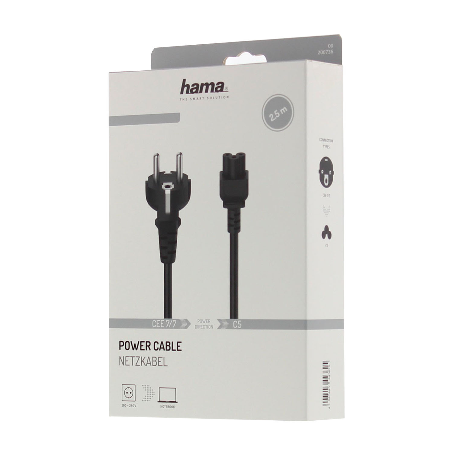 Cavo Alimentazione Universale Hama 1,5m 2 Pin Per PS1, PS2, PS3, PS4, X-BOX, TV E Lettori