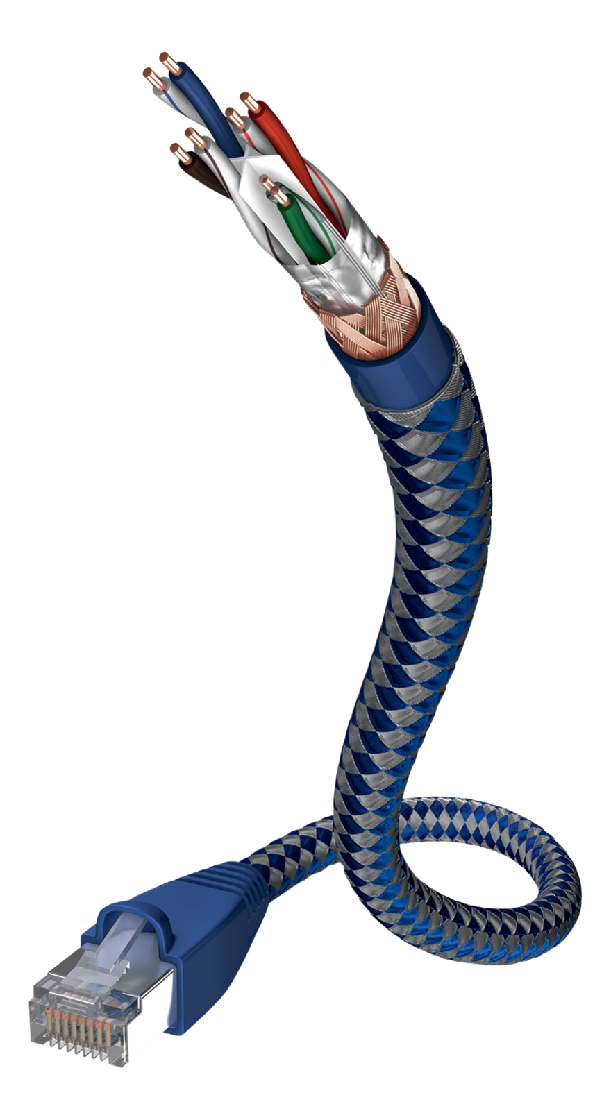 INAKUSTIK 480302 - Câble réseau, 2 m, Cat-6, non blindé, 1000 Mbit/s, Bleu/Argent