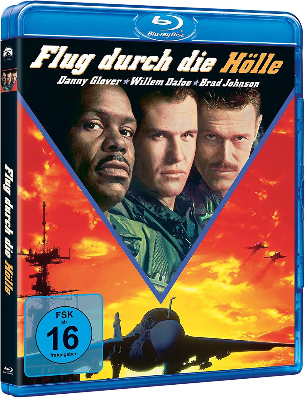 Filmposter von 'Flight of the Intruder'. Drei Männer in Fliegermontur mit einem Flugzeug.