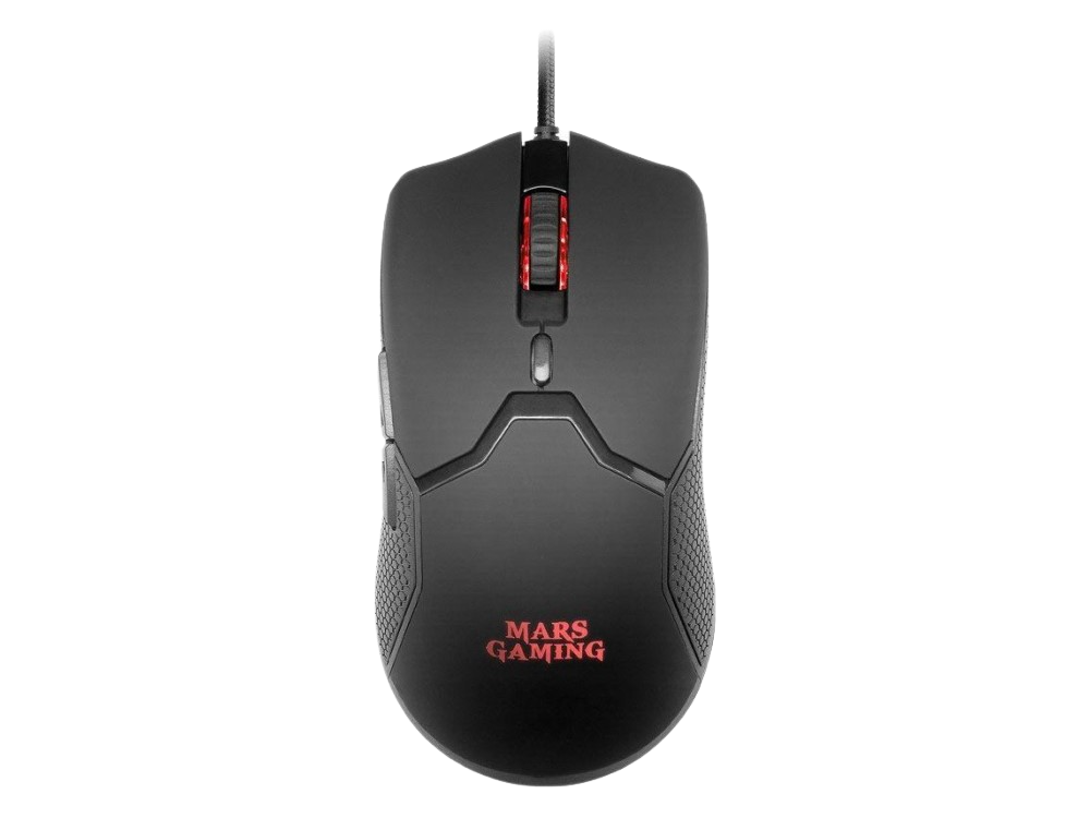 Ratón gaming - Mars Gaming MMV, Por cable, 10000 ppp, Iluminación RGB, Trenzado, Negro