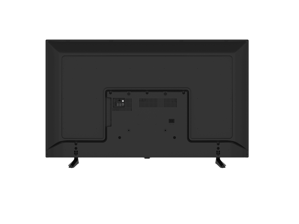Parte trasera de un televisor negro que muestra puertos y conexiones.
