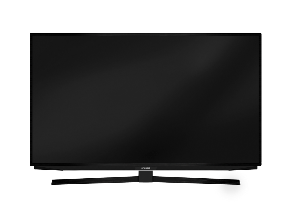 Televisor negro sobre fondo negro.