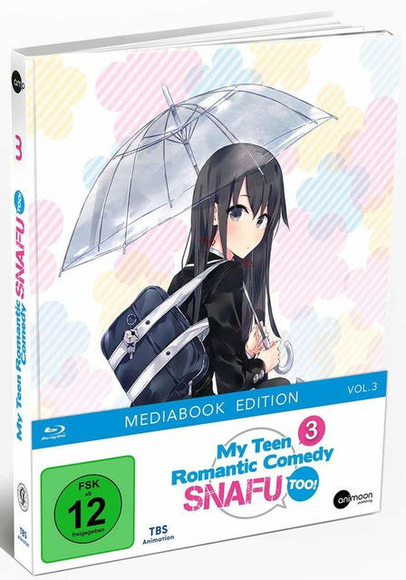 Blu-ray-Cover von 'My Teen Romantic Comedy SNAFU TOO!' Anime, Mädchen und Schirm.