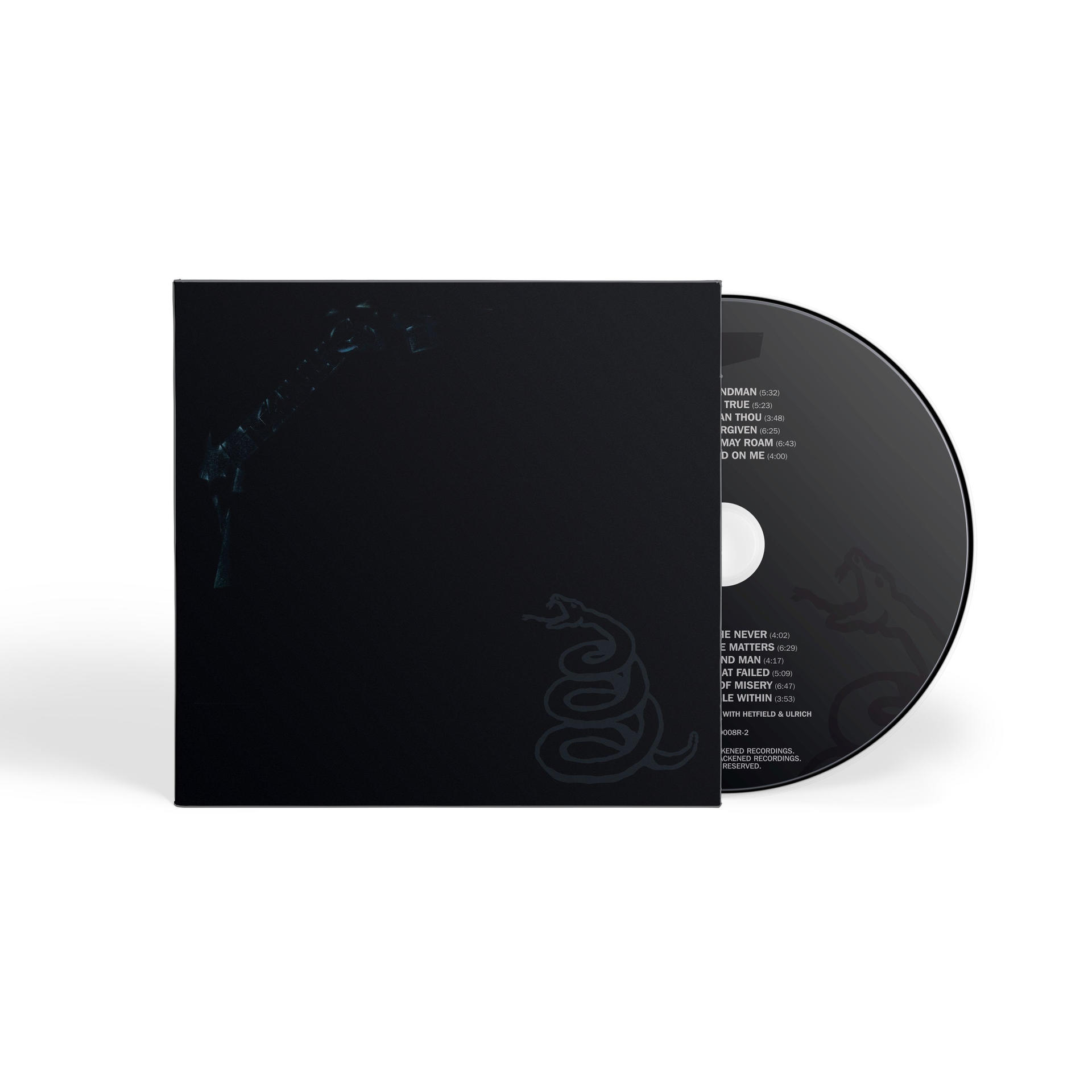 Pochette d'album noire avec un CD. L'album a un serpent dessus.