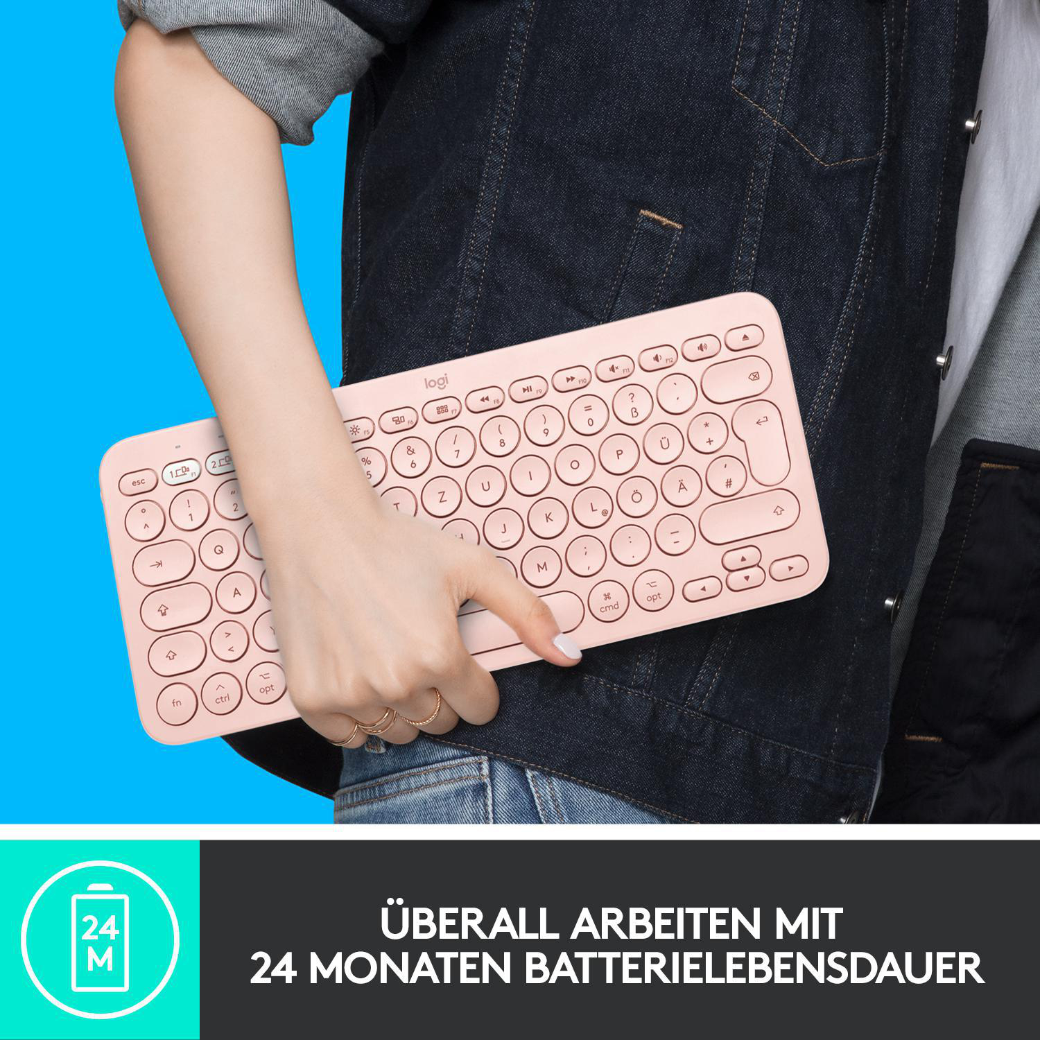 LOGITECH K380 für Mac, Multi-Device, Tastatur, kabellos, Rosa