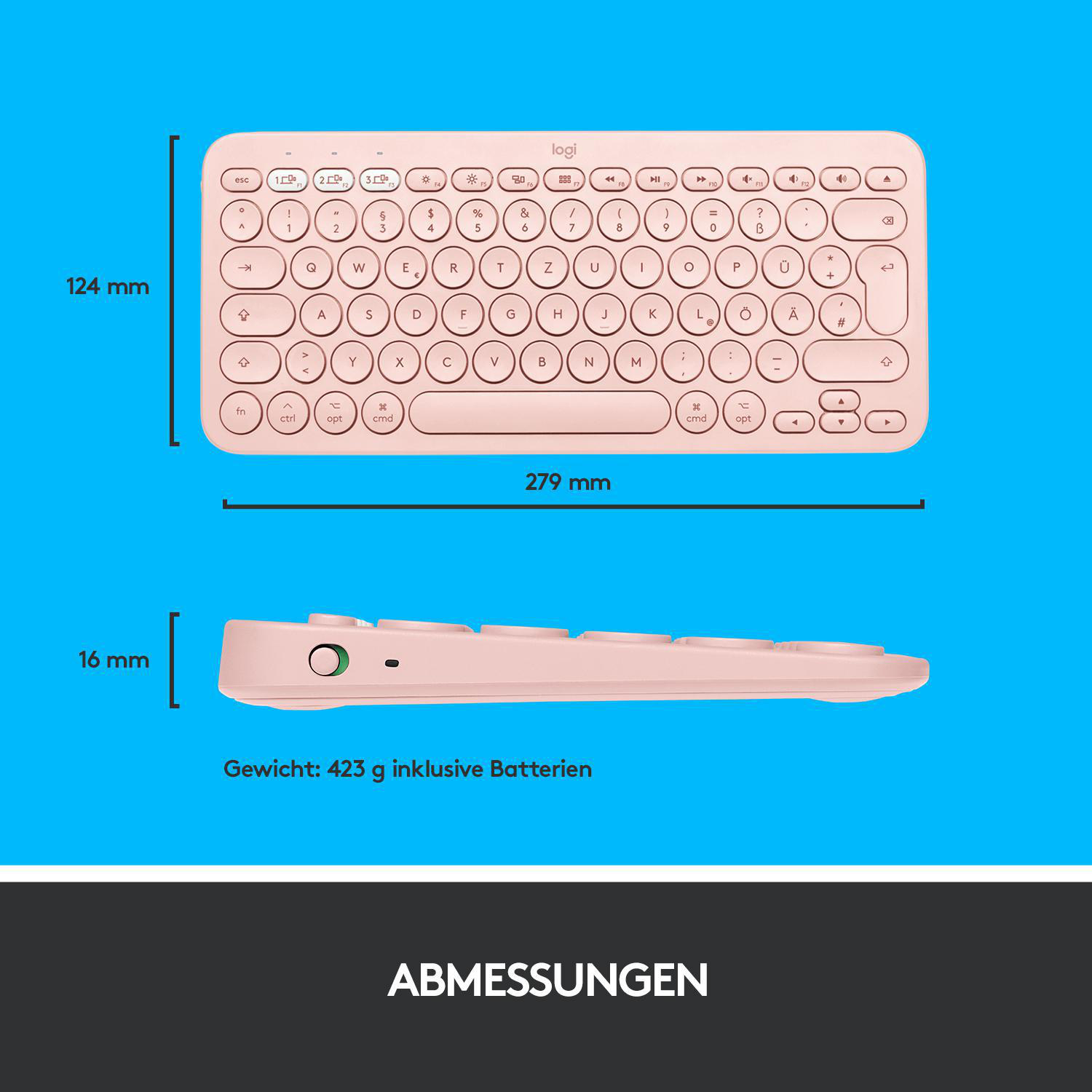 LOGITECH K380 für Mac, Multi-Device, Tastatur, kabellos, Rosa
