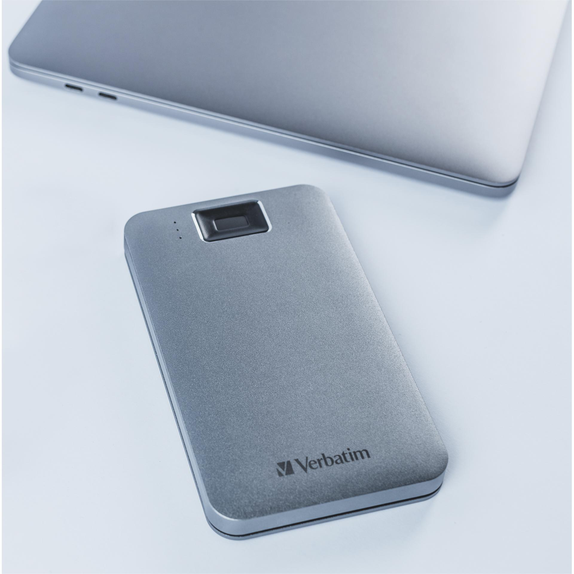 VERBATIM Fingerprint Secure Festplatte, 1 TB HDD, 2,5 Zoll, extern, Silber